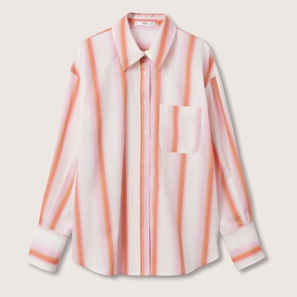 Mango Poplin Striped Cotton Shirt New - Picture 9 of 9